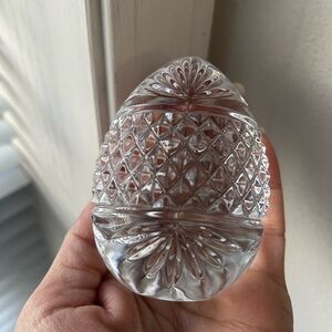 Vintage Cut Glass Egg Shaped Paperweight Clear Made in France